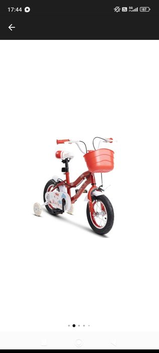 Bicicleta Copii 2-4 ani Rich Baby R1208A, Roti 12 Inch, C-Brake, Roti Ajutatoare cu LED, Rosu/Alb