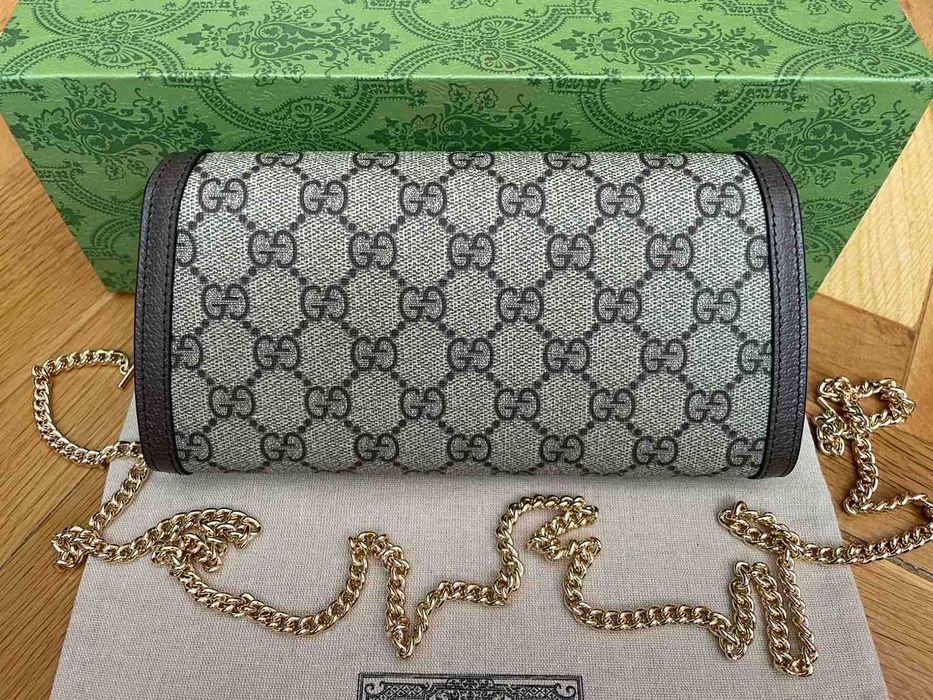 Дамска Мини чанта Gucci Blondie Гучи GG Бежов Canvas Златно Gold лого