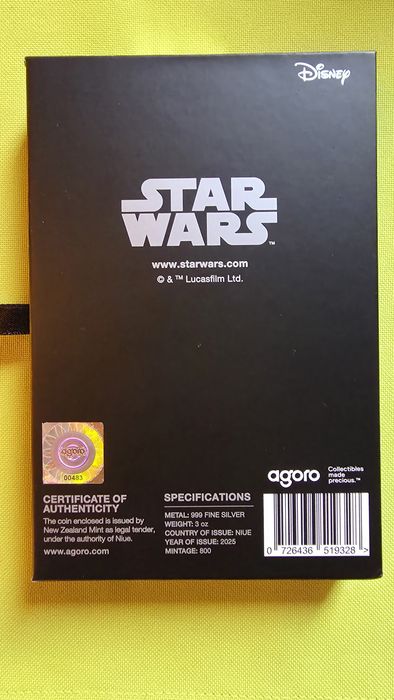 Продавам сребърна монета Star Wars 3 oz