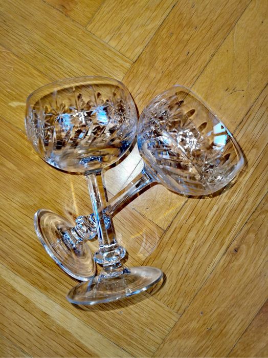 Антикварни кристални чаши комплект сет сервиз кристал шампанско вино 6