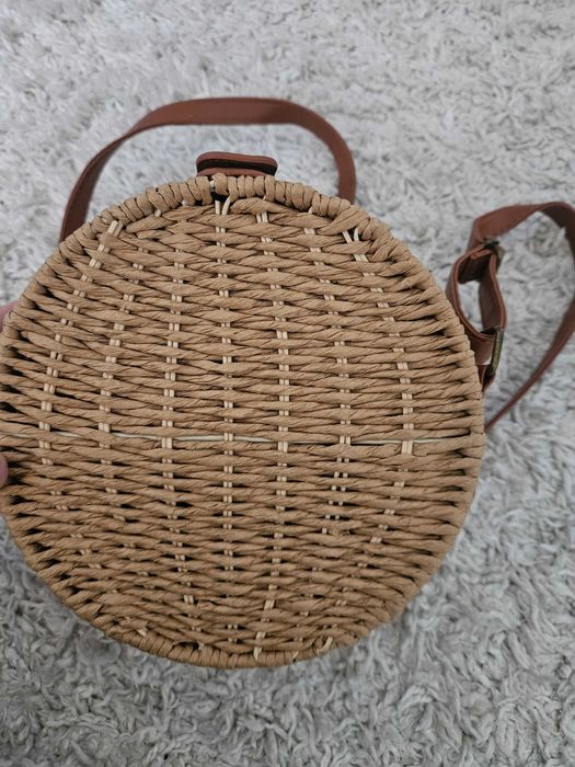 Кафява сламена чанта