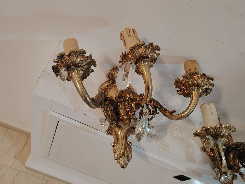 Superb set de aplice din bronz masiv și elemente din cristal în stilul