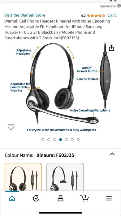 Слушалки с микрофон за мобилен телефон Wantek