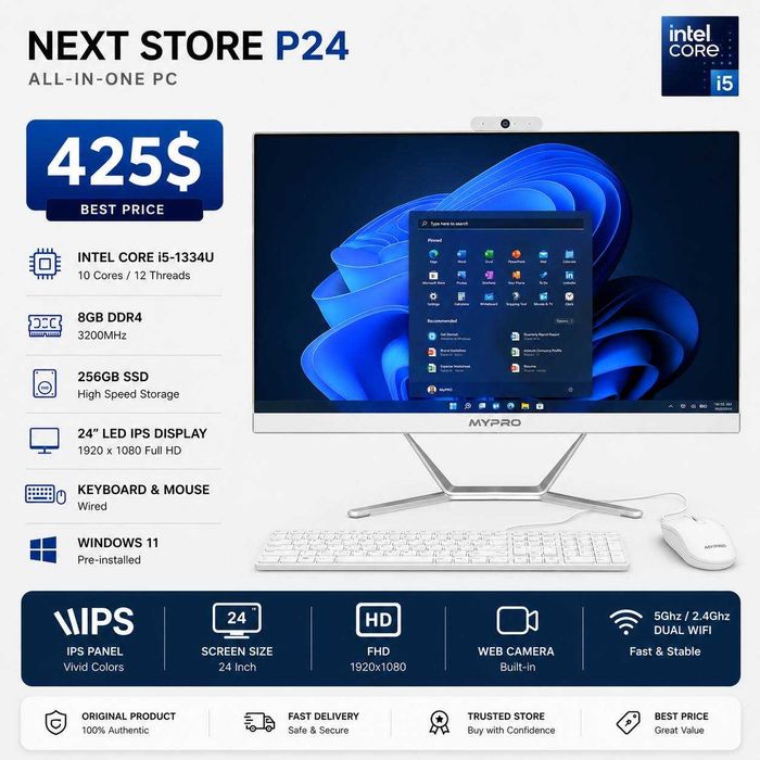 Monoblok | Intel Core i5-1334U | 8GB | 256GB | 24"IPS Full HD | Win 11