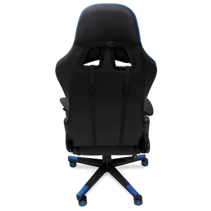 Геймърски стол за релакс с масаж и подложка за крака – син