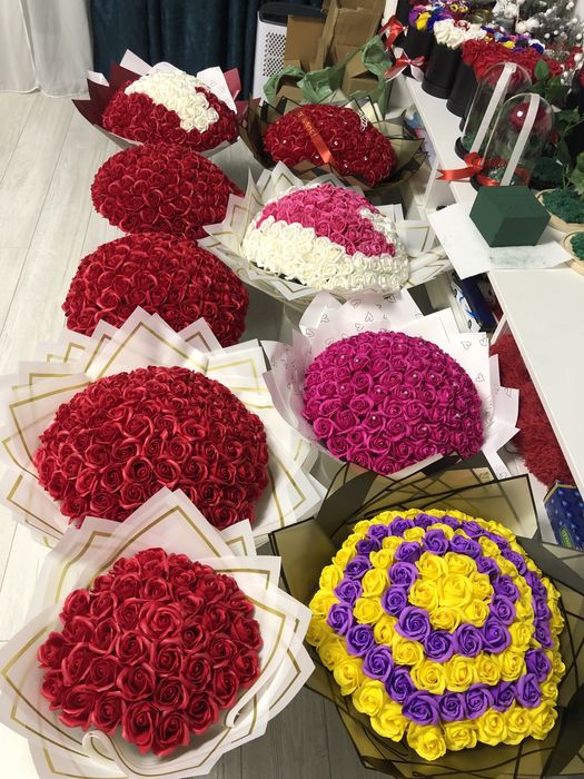 Buchet roz din trandafiri de sapun