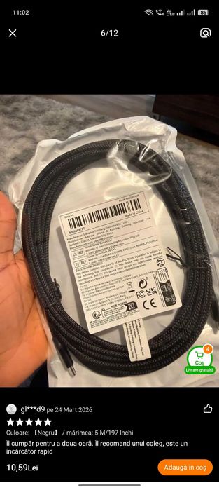 cablu de date usb c la usb c 5m