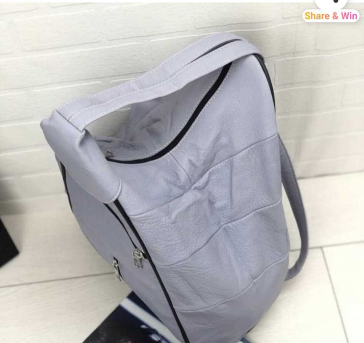 Rucsac din piele naturală  , bleu, nou