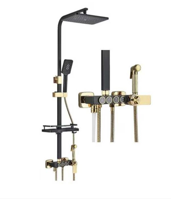 Set Coloana de Dus Premium cu Design Elegant în Negru și Auriu