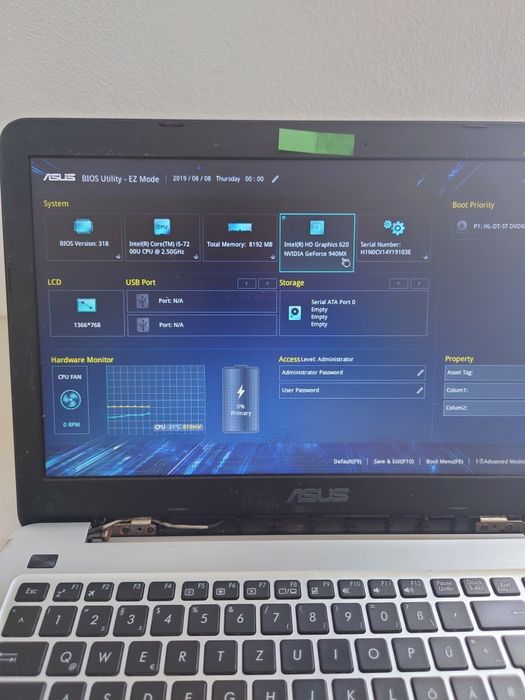 Asus X556UQ funcțional fara ssd ( i5-7200u• 8gb RAM DDR4• Nvidia 940) light gaming