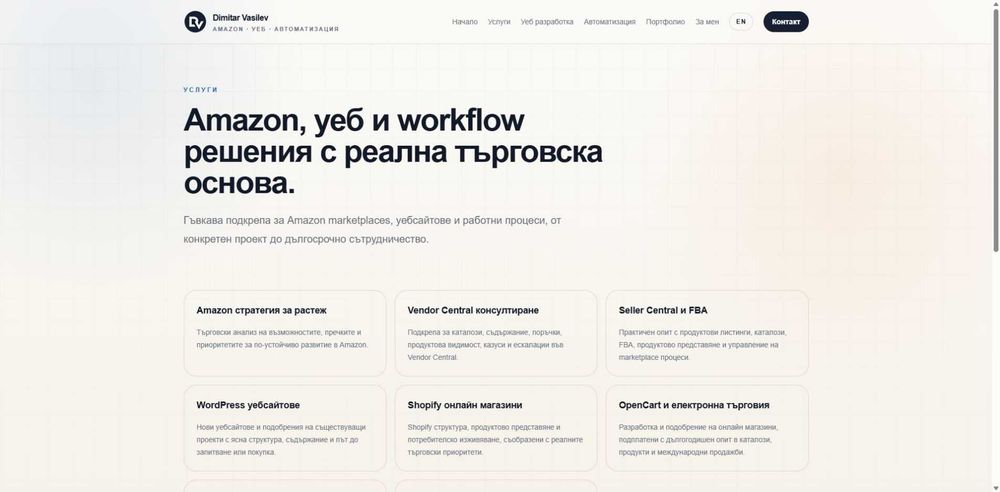 Amazon Управление и консултации. e-commerce Уеб Дизайн, Автоматизации