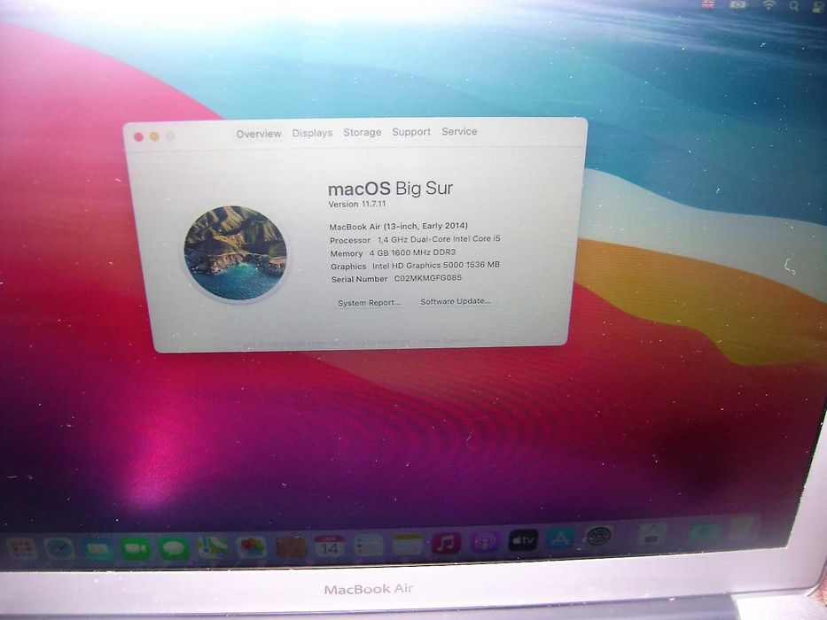 Лаптоп MacBook Air A1466 - i5, 4 GB RAM,128 GB SSD, 4 часа батерия, 2014 г