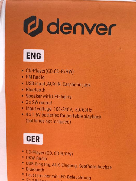 CD Boombox Denver - Bluetooth / Aux / USB