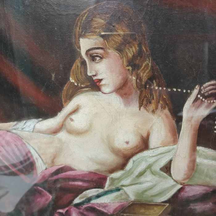 Tablou pictat panza ulei  an 1943
