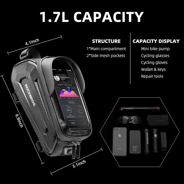 Чанта за велосипед ROCKBROS за телефон, водоустойчива,с твърда обвивка