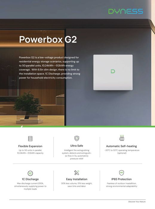 Baterie solara Dyness 10.24 kWh 51.2V LFP cu BMS integrat- Powerbox G2