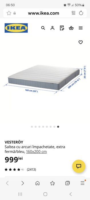 Saltea cu arcuri împachetate Vesteroy