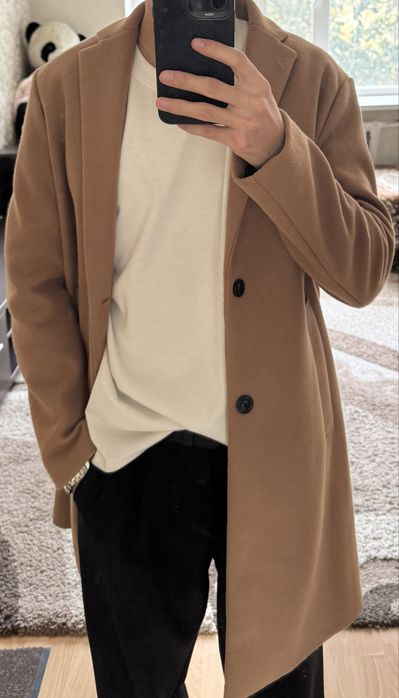 Пальто мужское бежевое Zara
