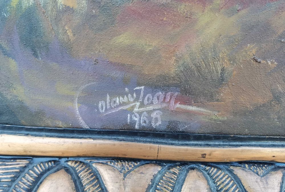 Tablou pe pânză, pictura cu fata nud cu peisaj