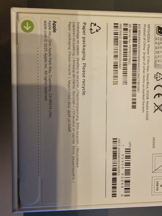 IPHONE 17 PRO MAX 512 GB nou sigilat , culoare dark blue
