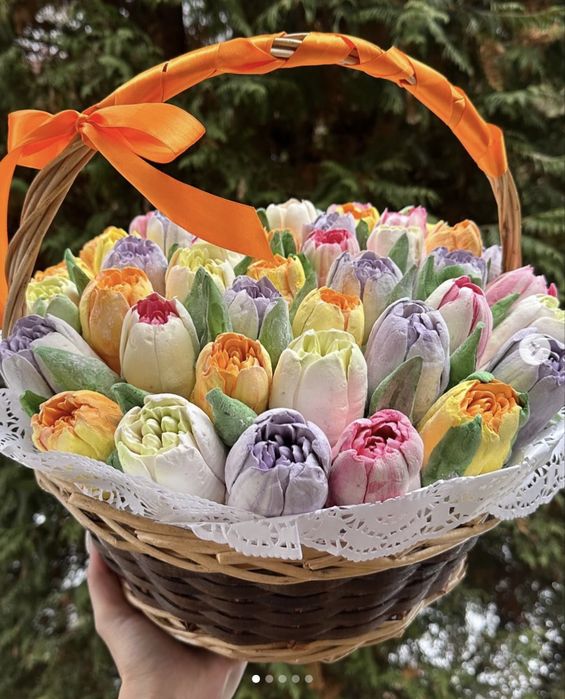 Тюльпаны из зефира букет на 8 марта