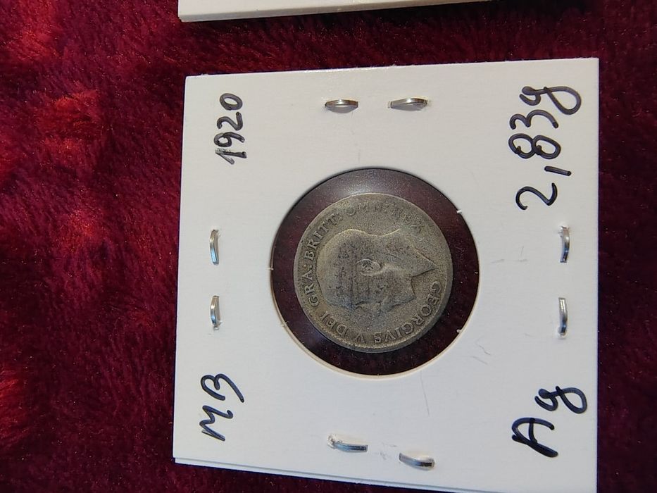 Lot 5 monede Argint Marea Britanie /6 Pence--1920--26