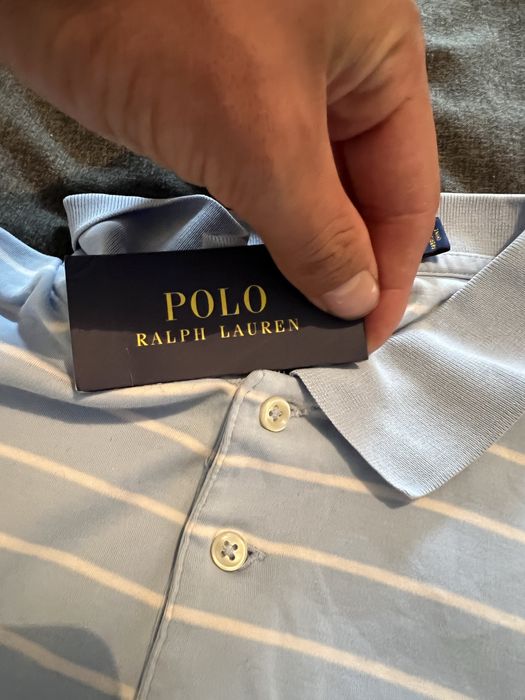 Tricou Polo Polo Ralph Lauren – Dungi albastru/alb – Mărimea L – Nou cu etichetă