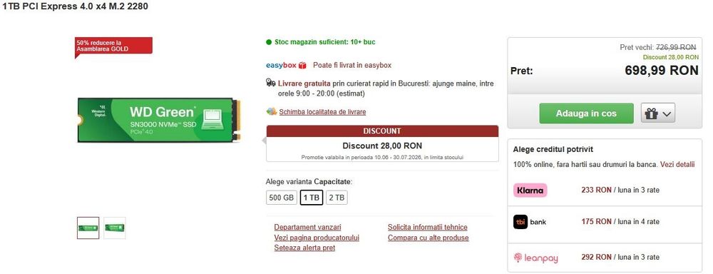 Garanție ‼️ SSD m.2 Western 1tb pcie 4.0 viteza 5000mb - viața 100%!