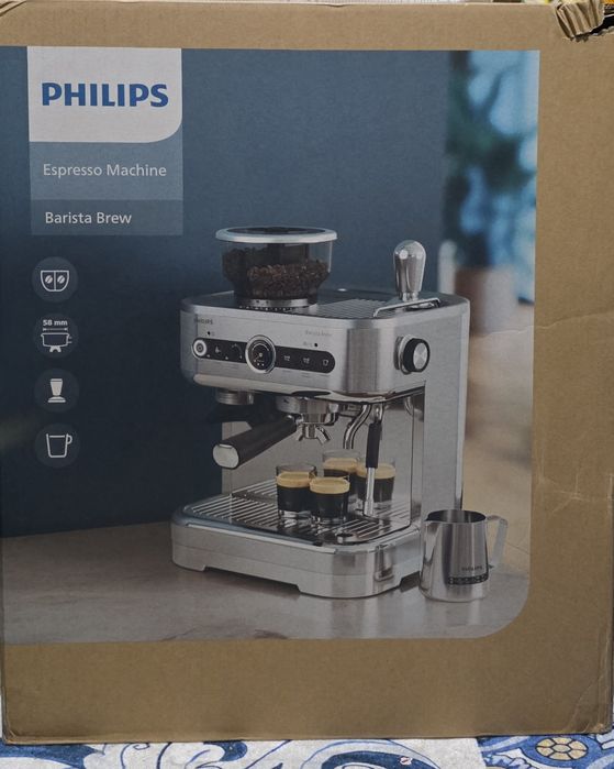 Espressor Philips Barista Brew PSA3228/01 semi-automat cu rasnita conica metalica, 15 dimensiuni de macinare, 15 bari, 1350W