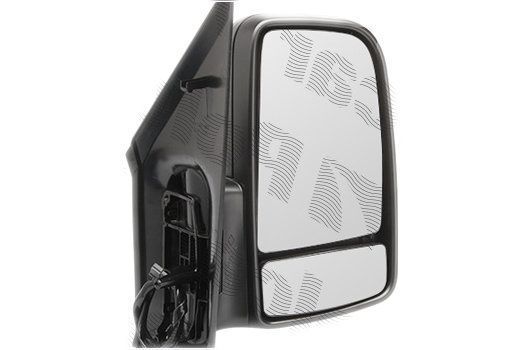 Oglinda exterioara Mercedes Sprinter 209-524, 07.2006-10.2013, Vw Crafter (2e), 12.2005-, partea Dreapta, culoare sticla crom, sticla convexa, cu carcasa neagra, cu incalzire, ajustare electrica,