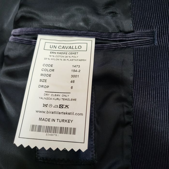 Sacou nou catifea bărbați mărime 46 blue/petrol