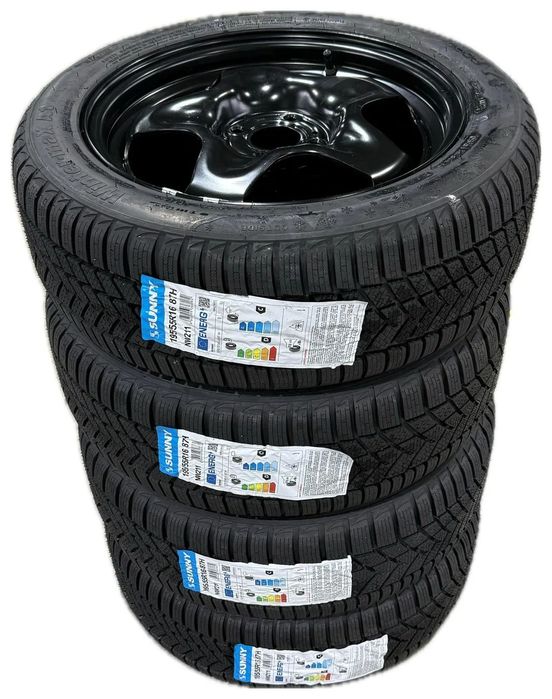 Set complet de iarna 16 inch pentru Dacia Logan III, jante otel structurale + anvelope iarna Sunny NW211 195 55 r16 87H