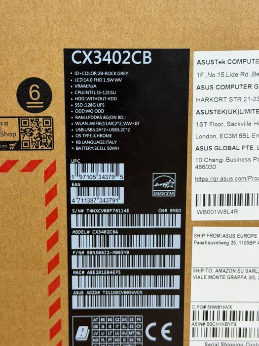 Asus Chromebook Plus / i3 Gen 12 / 8 GB DDR5 / 128 SSD / NOU