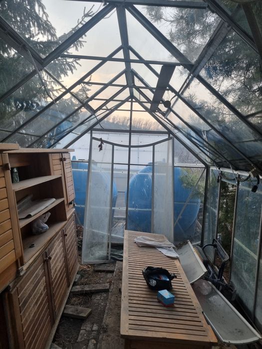 Теплица, каркас алюминий, стекло, б/у