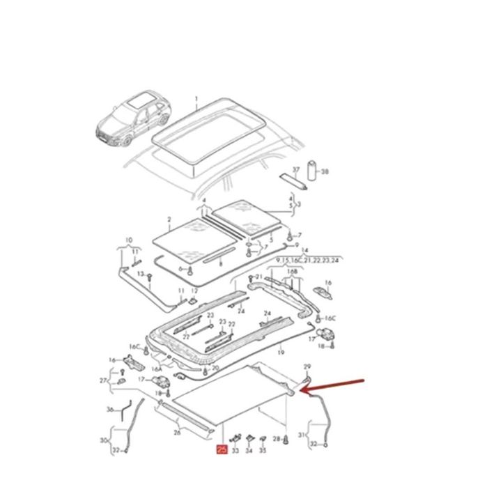 Щора за панорамен таван на AUDI Q5 VW SKODA SEAT 1K9877307B Черен