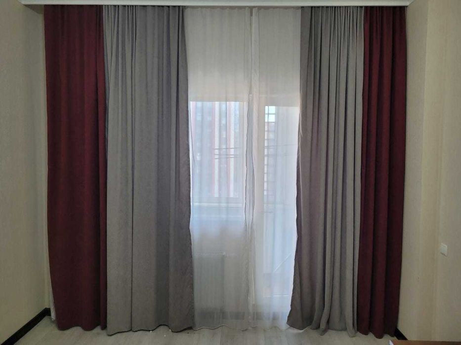 Шторы серые в зал б/у