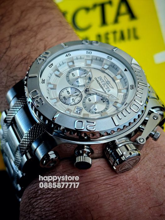 INVICTA Chrono Full metal Silver 52 mm, Инвикта нов ръчен часовник