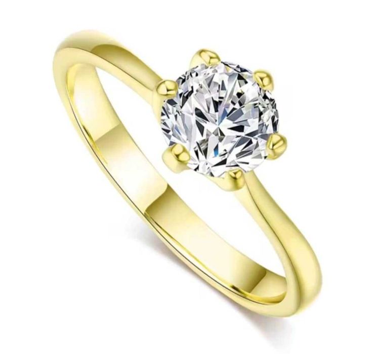 GR105, inel placat aur 14k, model logodna, zirconiu alb, clasic