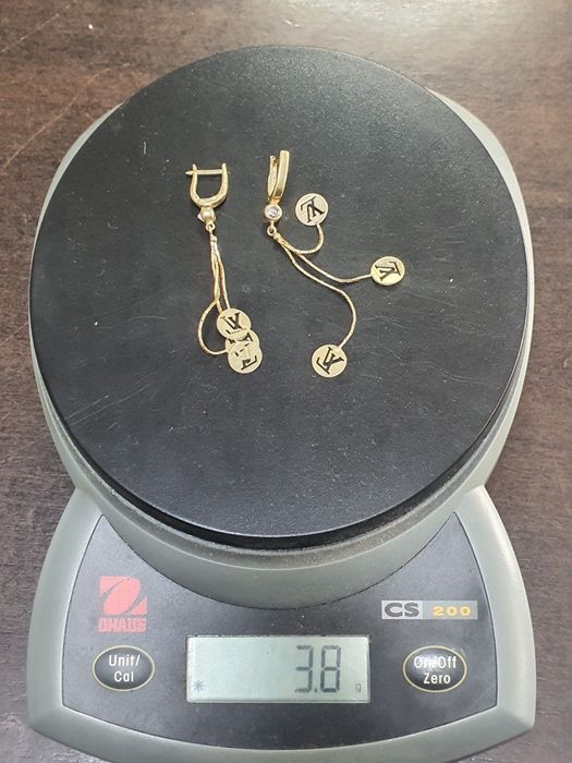 Златни дамски обеци Louis Vuitton 3.8гр. 585/14к.