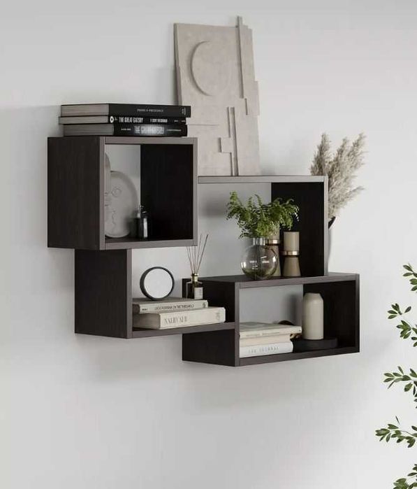 Полка настенная навесная в комнату Венге