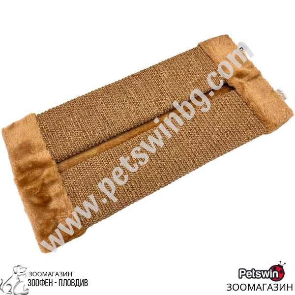 Ъглово Драскало за Коте - с Плюш - 51см/24см- Бежова разцветка- Anipro