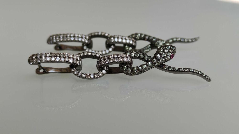 Cercei aur 18k black gold cu diamante topaz si rubine