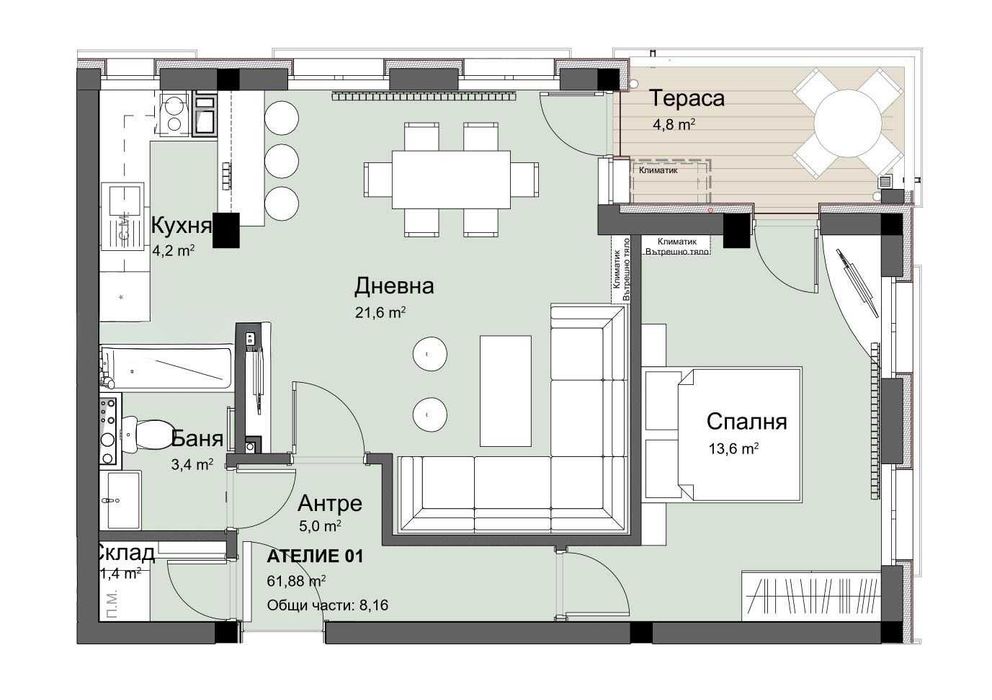 Двустаен за продажба в ж.к Красно село