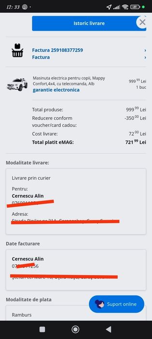 Vând mașină electrică pentru copii