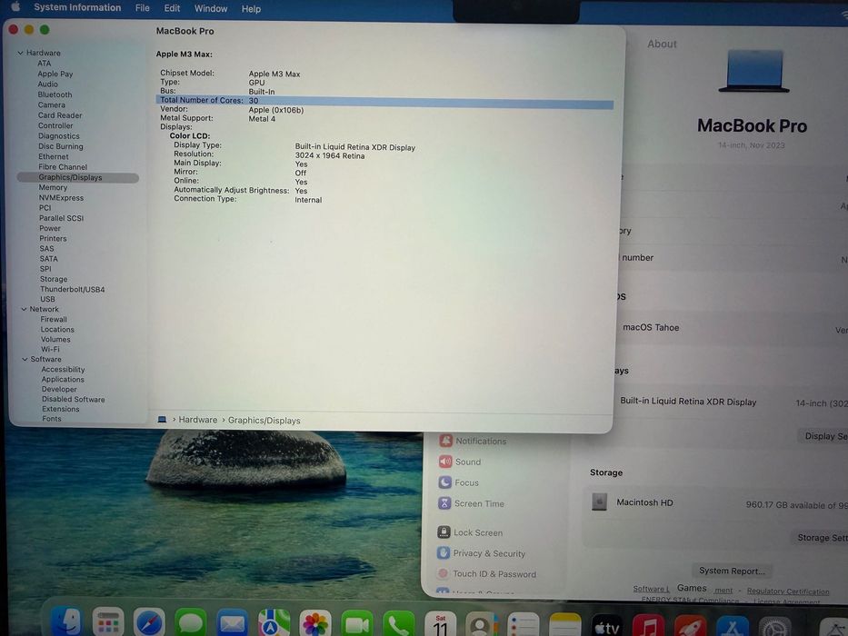 MacBook Pro 14" M3 MAX 14-CPU, 30-GPU, 36GB RAM, 1TB SSD