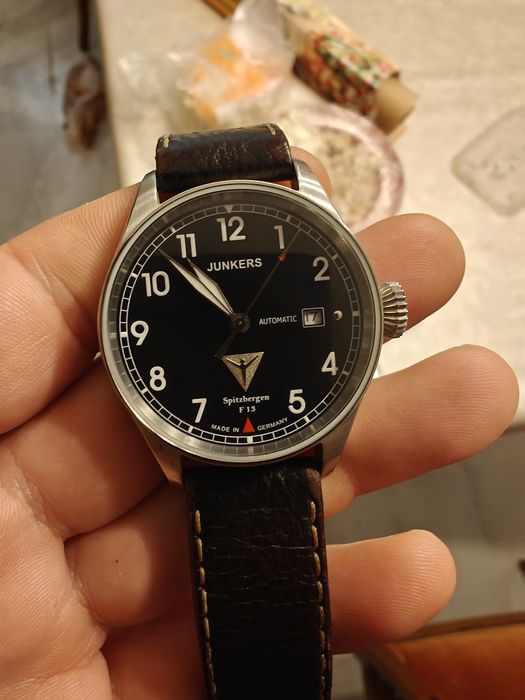 Ceas Junkers Cockpit JU52 Automatic Back Skeleton Germany Date Silver