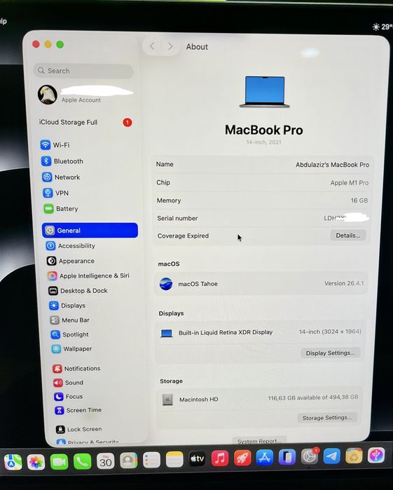 MacBook Pro M1 Pro Silver 16/512- Макбук - Ноутбук