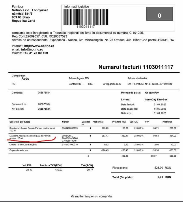 Mancera Aoud Lemon Mint 120ml