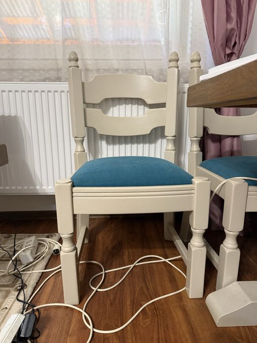 Masa sufragerie, 6 scaune din lemn de nuc