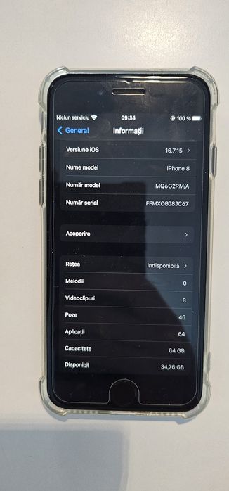 Iphone 8 64gb cu folie si husa